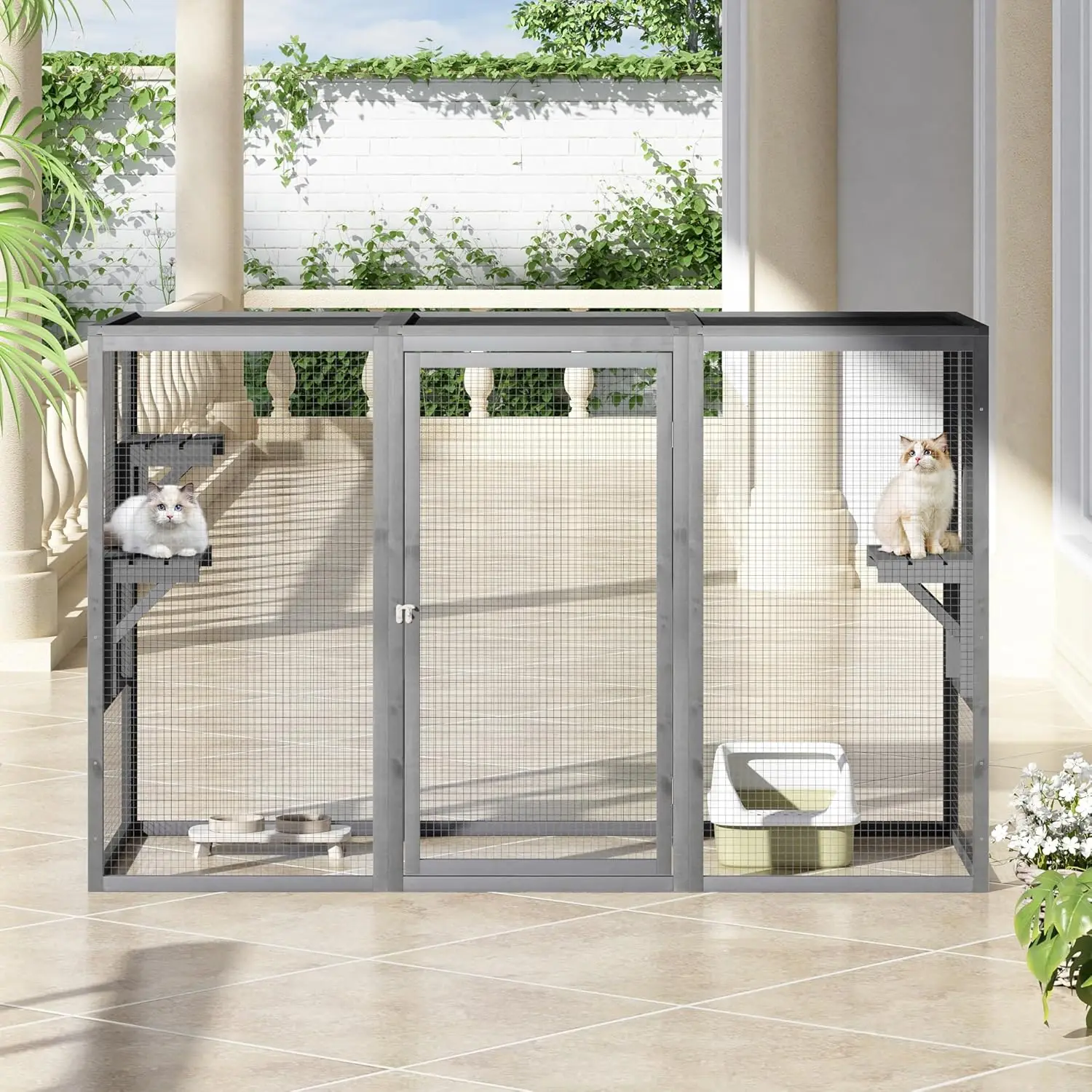 Outdoor Cat Enclosure, Outside Cat House Weatherproof, Wooden Catios for Cats Outdoor Patio,71" Large Enclosures Indoor