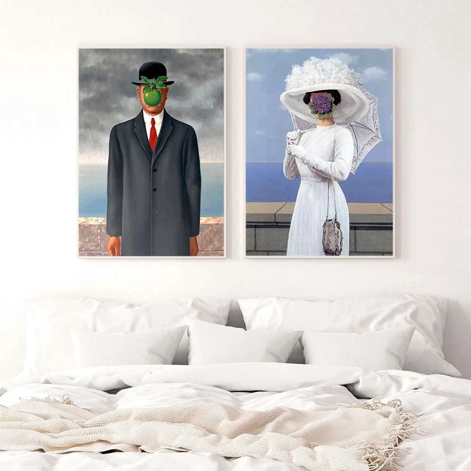 Stampa Su Tela Magritte Surrealista: Quadro Astratto Per Parete, 30x40 Cm (Senza Cornice) – Decorazione Moderna - 4