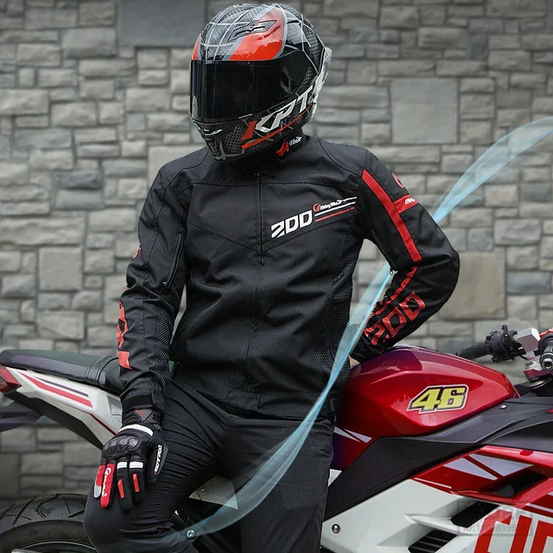 

Men Motorcycle Jacket Motorbike Coat Summer Breathable Waterproof Reflective Riding Protective Suit Rider Armor JK-73