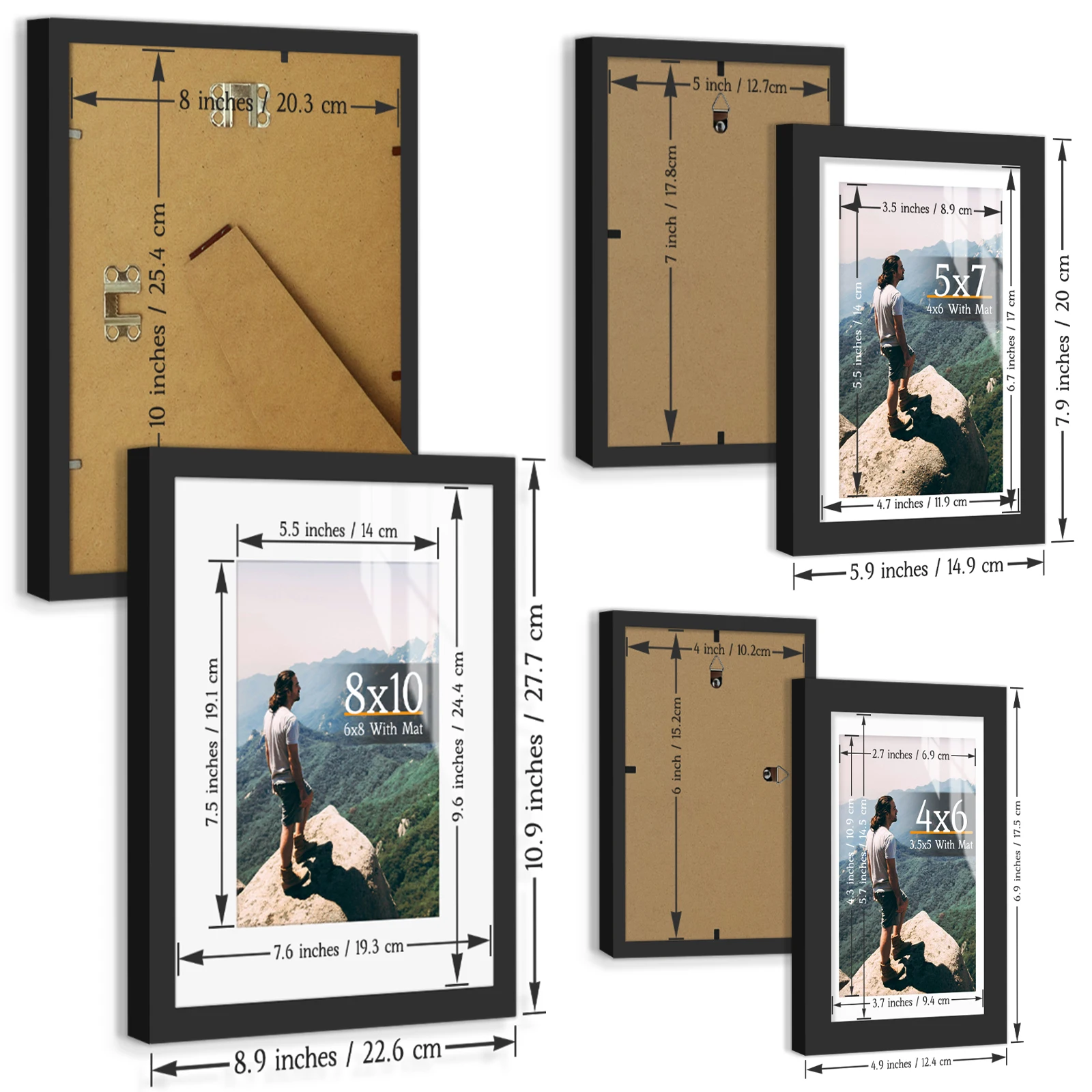 Photo Frame 12x16/11x14/8x10/8x8/5x7/4x6 Inch Wall Hanging