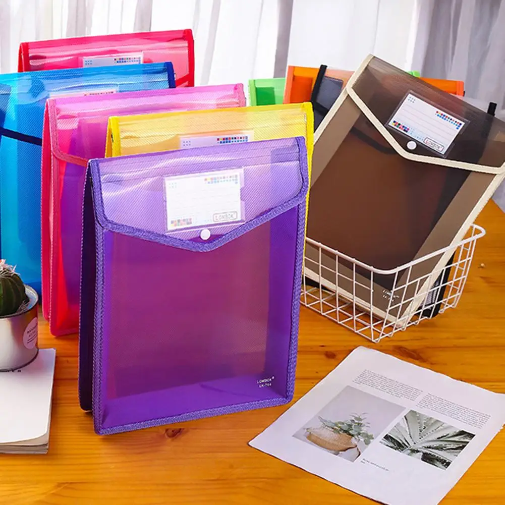 A5 document file pouch with snap closure multi color waterproof large