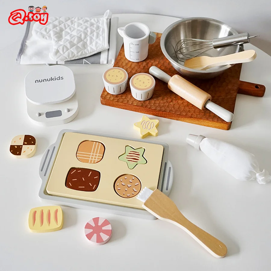 Crianças de luxo cozinha fingir jogar conjunto imitação de madeira jogo  pote conjunto cozinhar comida simulação bolo pão cozimento brinquedos para  meninas - AliExpress