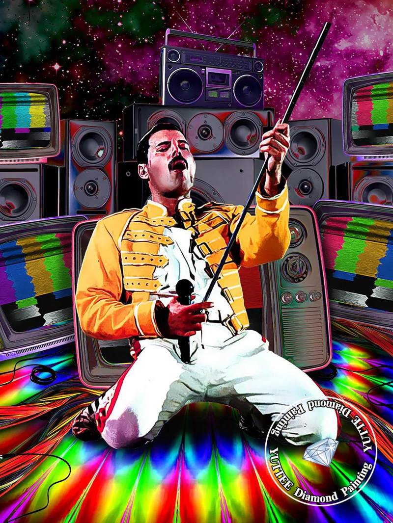 Kit Peinture Diamant Freddie Mercury Queen – 50x60 Cm – DIY, Point De Croix, Loisirs Créatifs – Adultes & Enfants