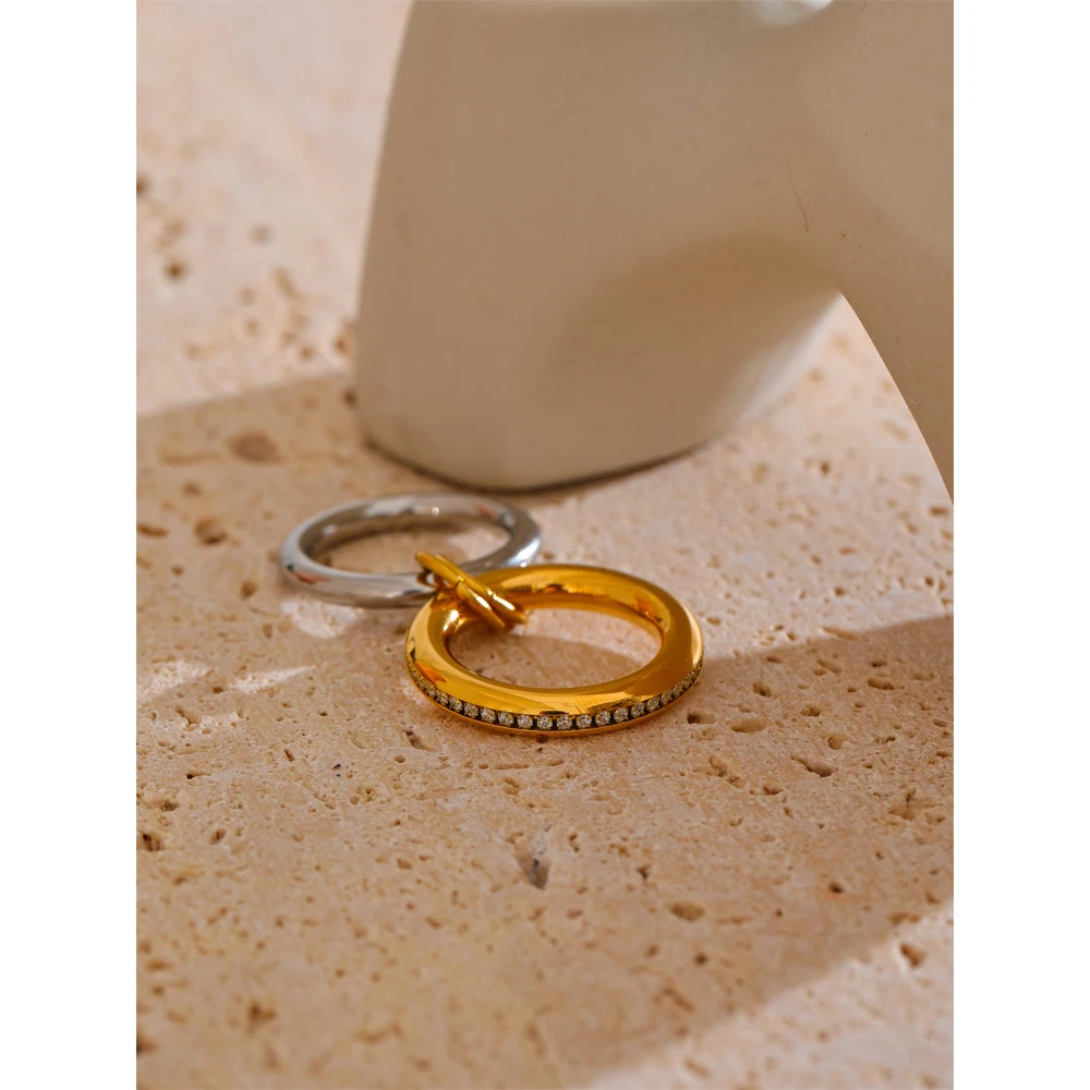 Yhpup Jewelry 316L Stainless Steel Zirconia Ring for Women