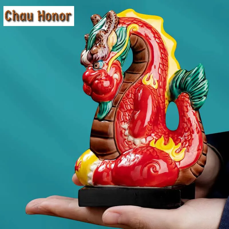 Exquisite Ceramic Creative Chinese Lucky Dragon Tea Pet Tea Household Table Decoration Accessories Tea Ceremony Customized Gift