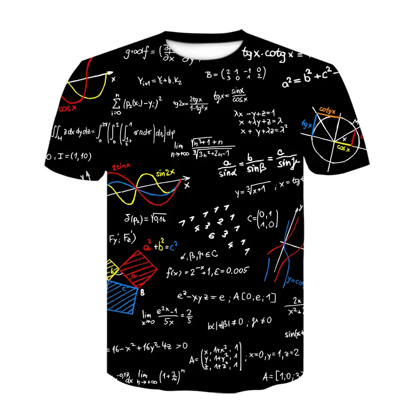 

2022 New Funny Men's T Shirt Math Formula 3d Print Streetwear Fashion Short Sleeve Math T Shirts For Men Tee Tops Free Shipping