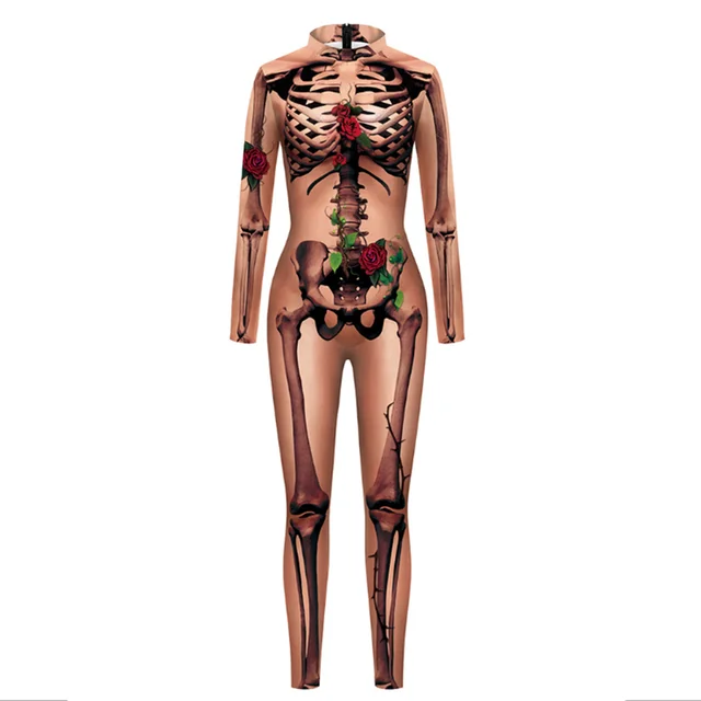 Halloween Jumpsuit Glow Fluorescent Skull Sexy Women Devil Ghost Party Carnival Performance Scary Costume Skeleton Bodysuit