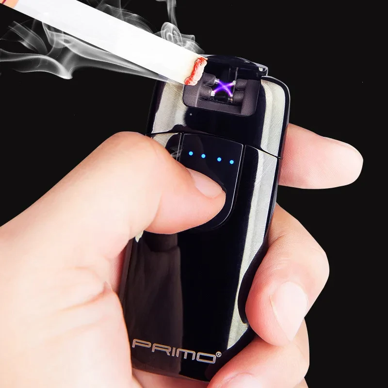 

Hot Outdoor Windproof Metal Touch Induction Ignition Double Arc USB Pulse Plasma Flameless Barbecue Cigar Lighter Men's Gifts