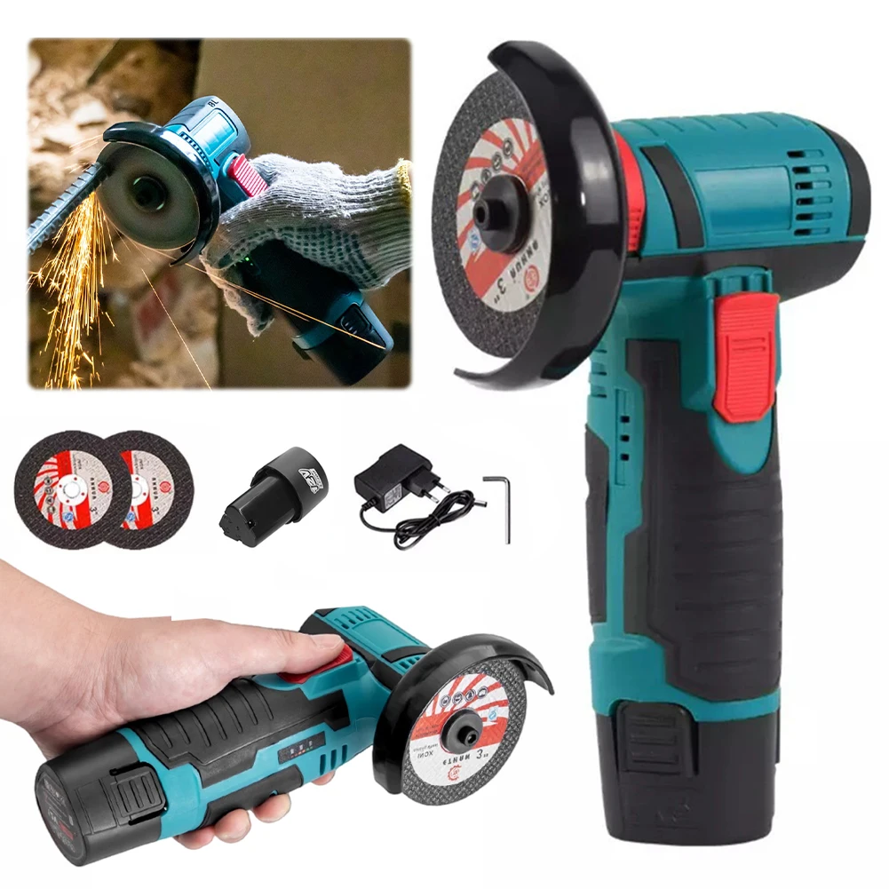 12V 3 Inch Brush Mini Angle Grinder 19500rpm Household Cutting Machine Polishing Machine Micro Angle Grinder Wireless Power Tool