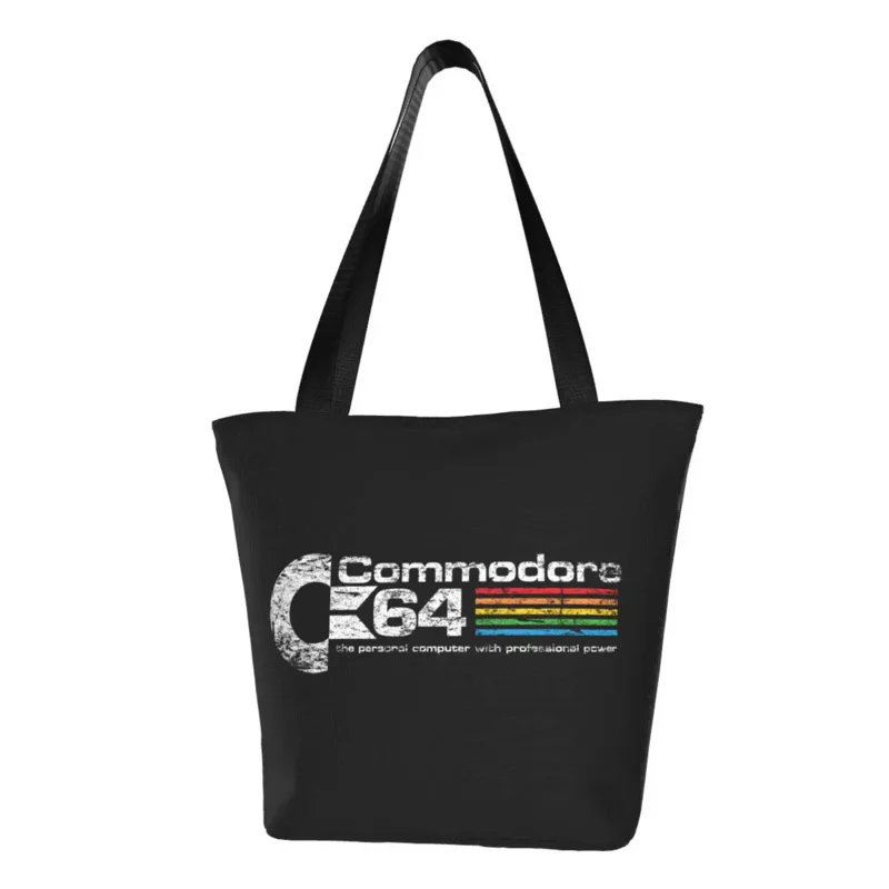 

Reusable Retro Commodore 64 Shopping Bag Women Canvas Shoulder Tote Bag Durable C64 Amiga Computer Groceries Shopper Bags