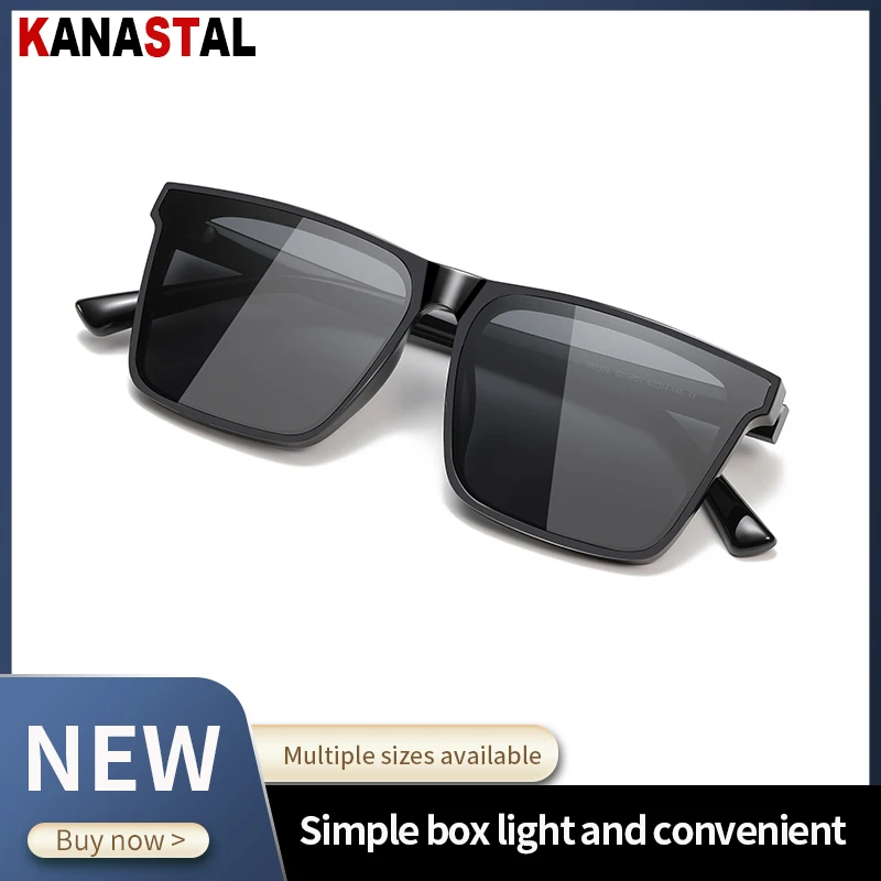 Men Sunglasses UV400 Polarized Sun Glasses Women TR90 Sunscreen Big Square Eyeglasses Frame Driving Goggles Fishing Eyewear