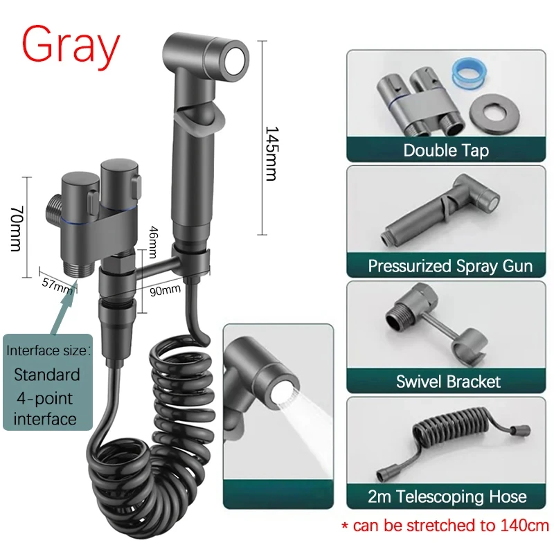 Zinc Alloy Angle Valve Wall Mount Toilet Bidet Sprayer Set One In Two Out Water Cleaning Sprayer for Bathroom Toilet Accessories