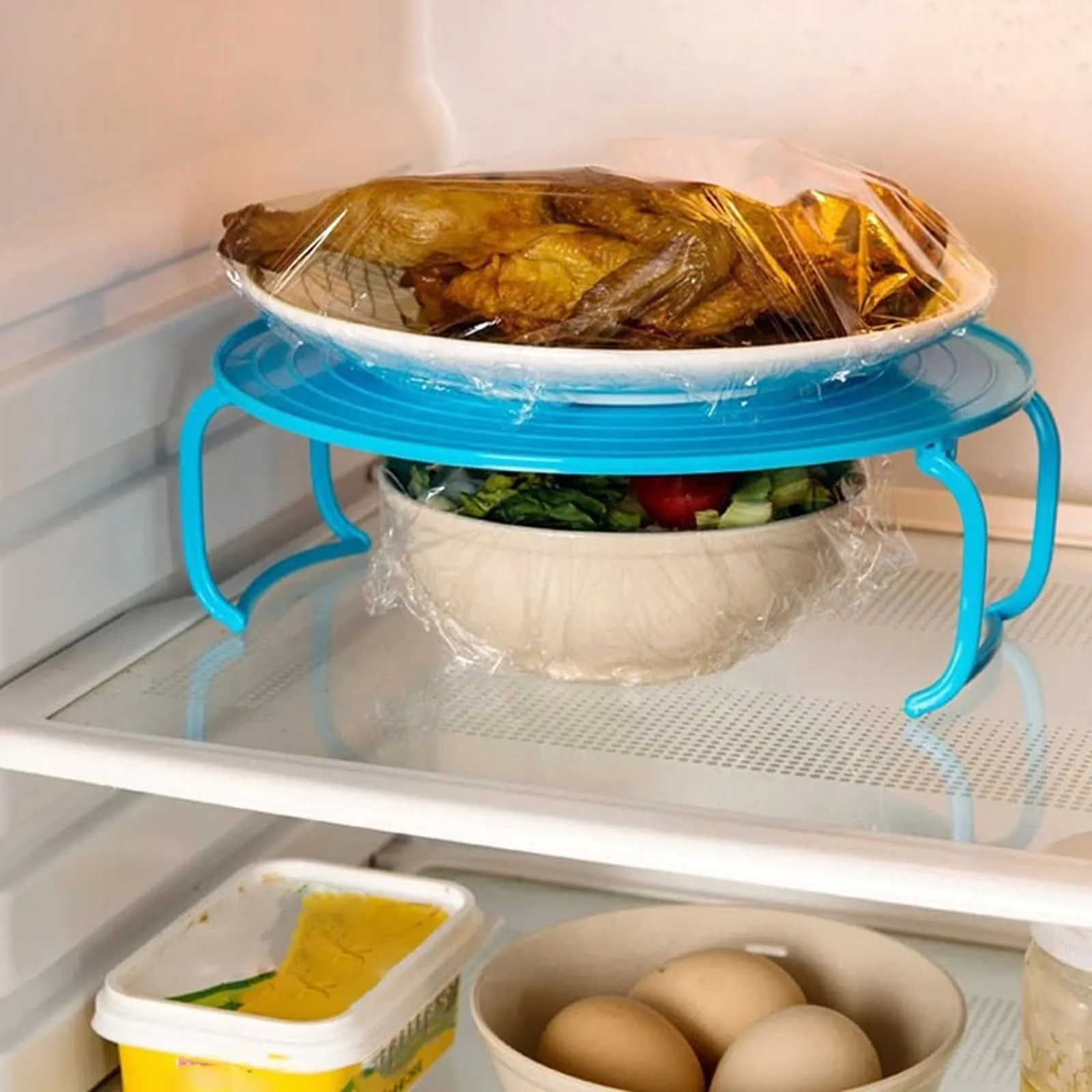 Multifunction Insulated Heating Tray Rack Plastic Kitchen Gadgets Microwave Steaming Rack Kitchen Storage