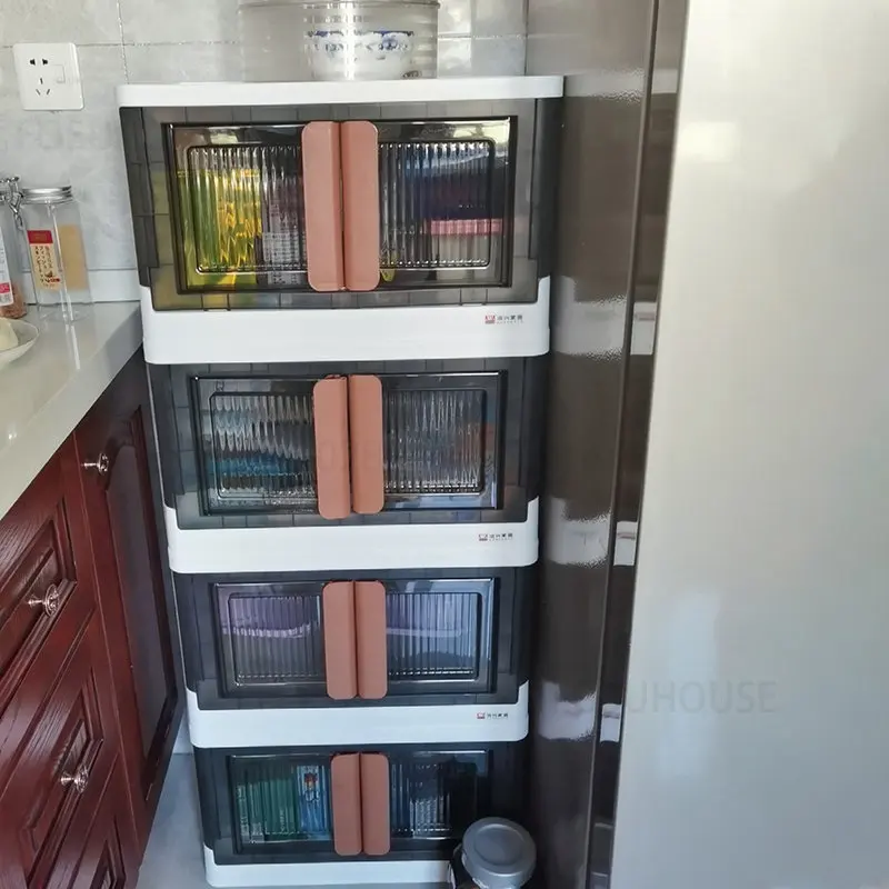 Modern Plastic Kitchen Cabinets Floor-to-ceiling Flip Storage Cabinet Home Multi-function Pot Cabinets Bedroom Storage Furniture 6