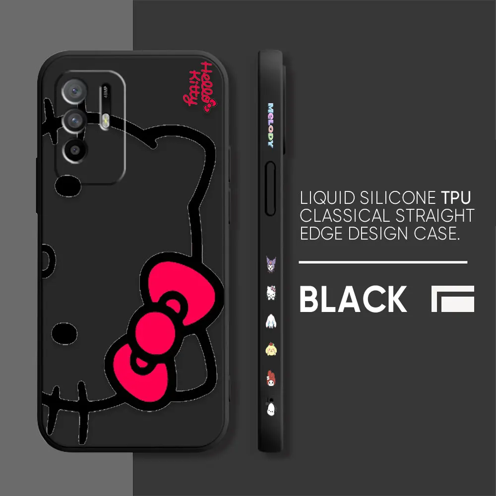 thumbnail image 1 of Funda para OPPO A52 A54 A55 A57 A59 A93 A83 A92S A93S 4G 5G A16 Color Simple funda de silicona líquida arte lineal Hello k-kitty Cat, 1 of 5
