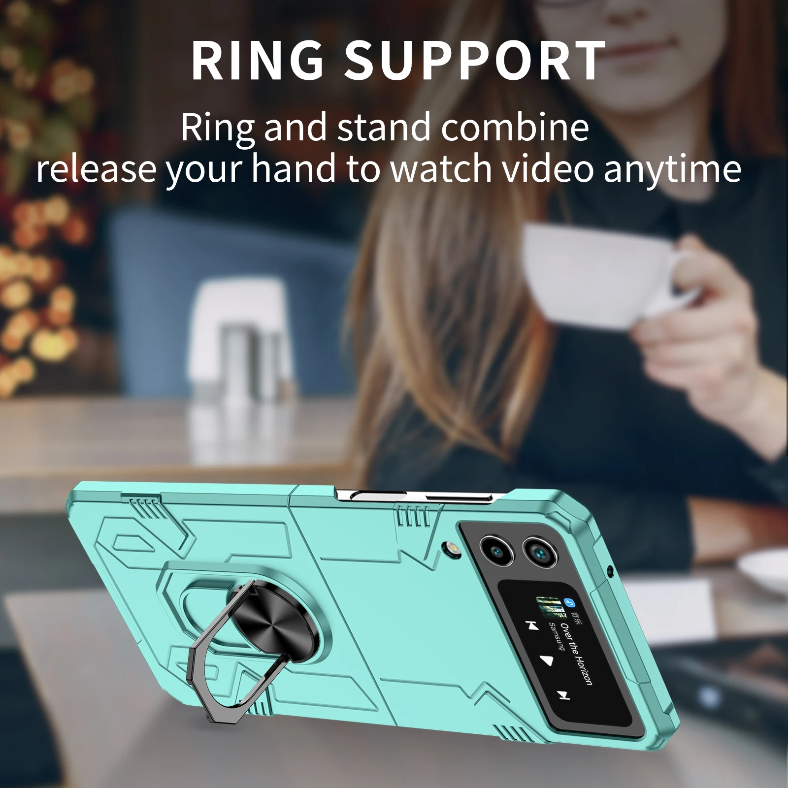 Mech Shell Rotating Ring Magnetic Phone Case with Anti-Drop Protection