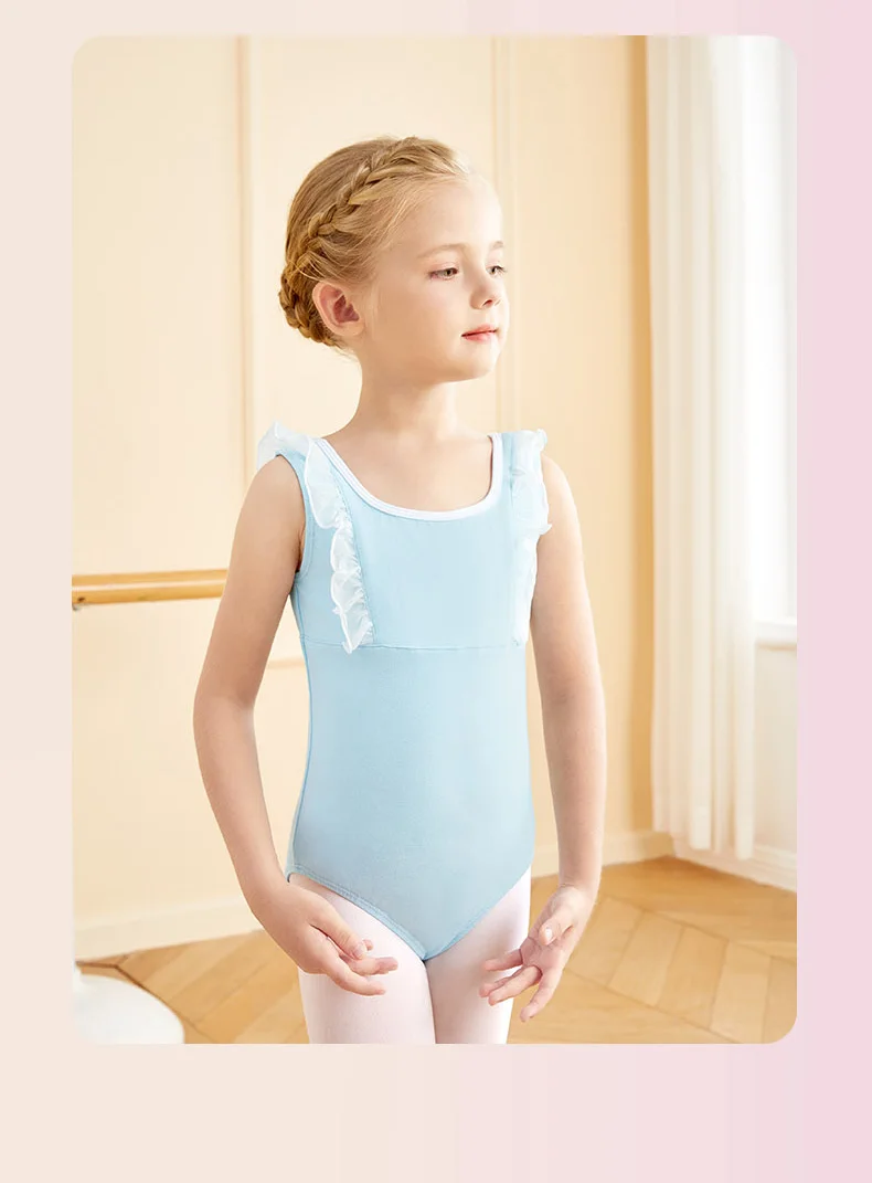 Ballett-Trikots für Mädchen, Kinder, Rüschenärmel, Tanz-Trikots, Kleinkind-Gymnastik-Trikots, Baumwolle, Ballett-Tanz-Bodys – Detail 12
