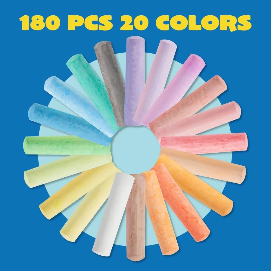 180 Piece Washable Jumbo Sidewalk Chalk Set