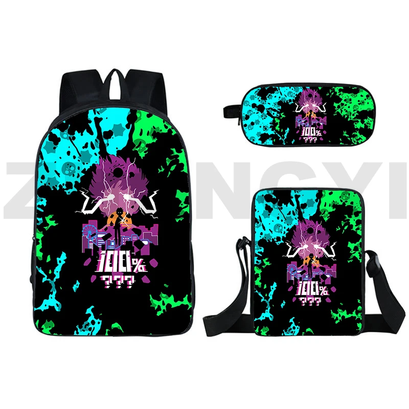 

3D Mob Psycho 100 Anime Backpacks 16 Inch Men Computer Business Rucksack Girls Cute Japanese Style School Bags Students Bookbag