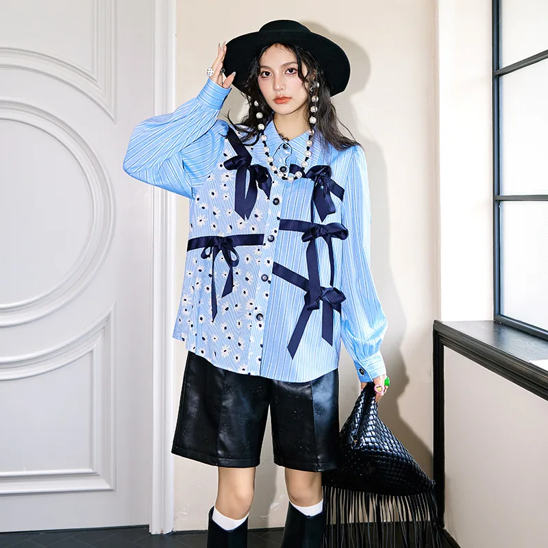 

Top Women's Design Sense Niche Stitching Casual Long-Sleeved Shirt