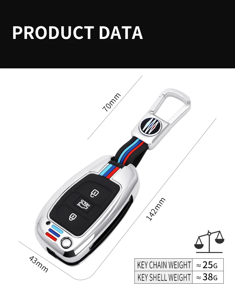 Custodia a conchiglia con chiave a scatto a distanza per auto in Silicone in lega di zinco per Hyundai Creta I10 I20 Tucson Elantra Santa Fe 2016 2017 - S8801fab9604a493aa1d743ea5eec238e5