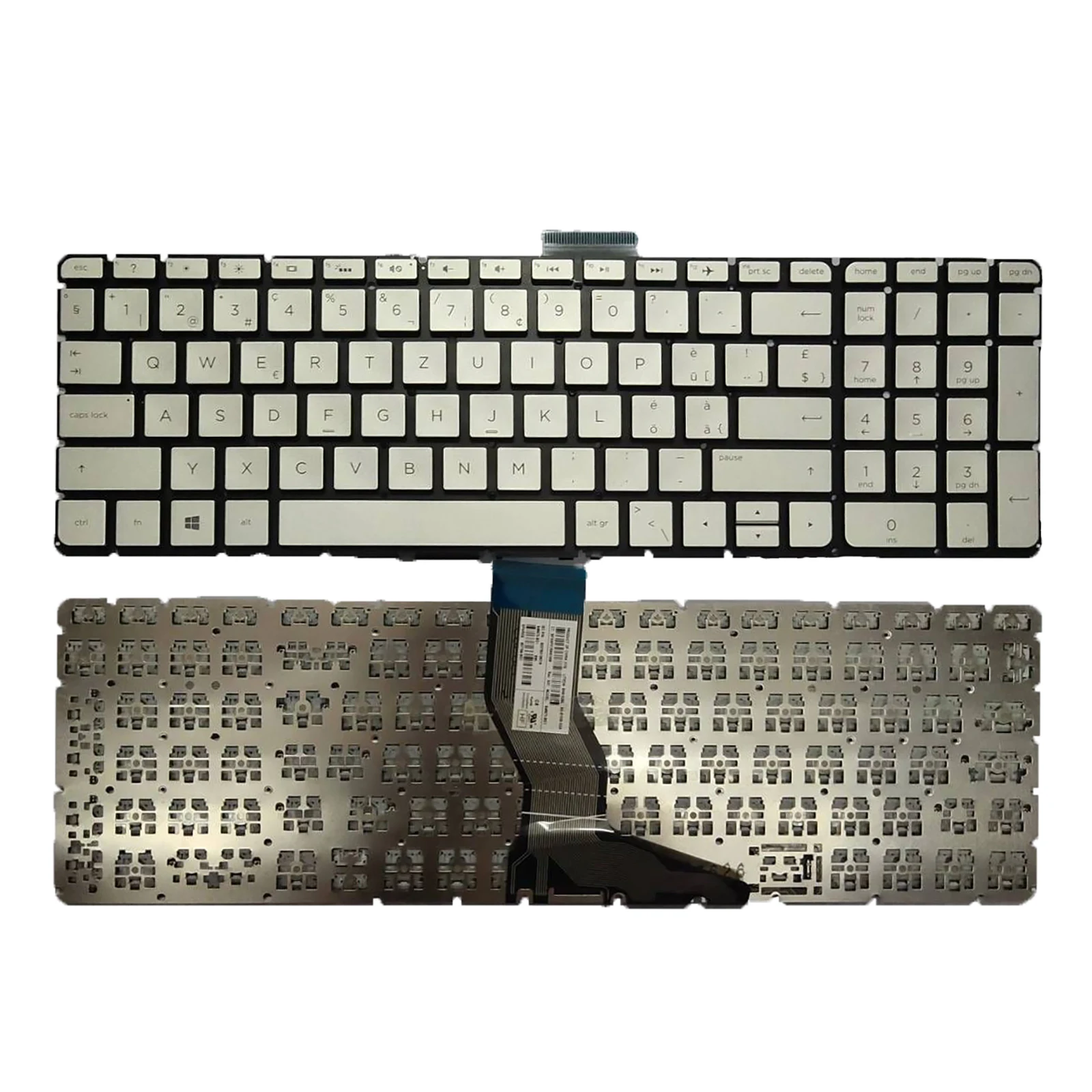 

FOR HP 15-ab 15-ak 15-bc 15-ab000 15-ab100 15-ab200 keyboard SW Swedish backlit silver