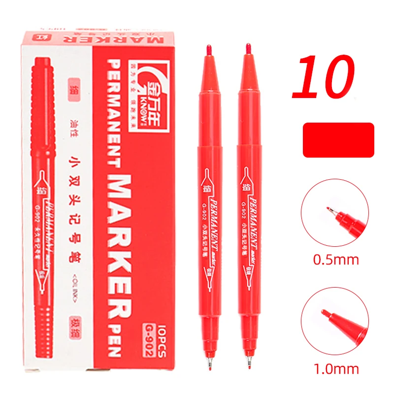 Dual Tip Permanent Ink Marker Pens - Fine and Broad Line Waterproof Pens for Art and Technical Detailing (Black/Red)