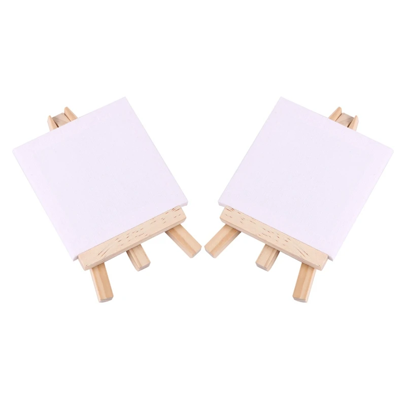 

96Set Artists 5 Inch Mini Easel +3 Inch X3 Inch Mini Canvas Set Painting Craft DIY Drawing Small Table Easel Gift