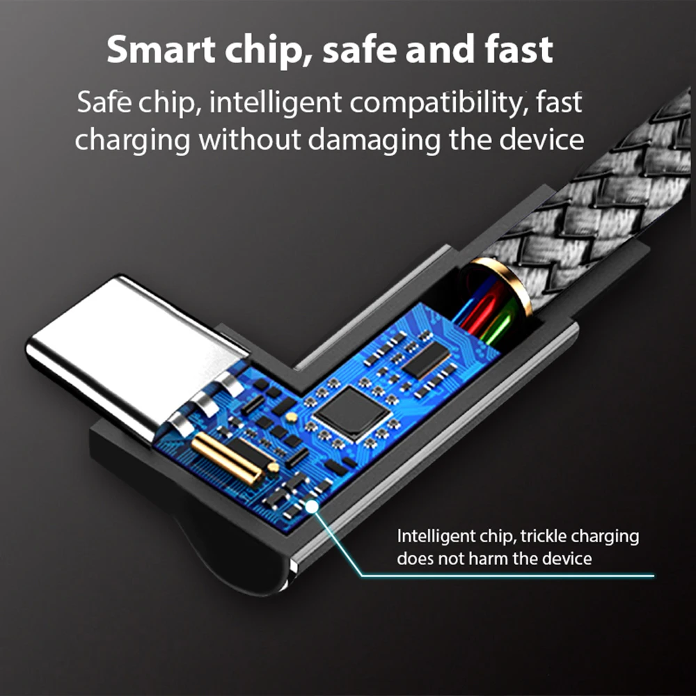 6A Elbow Usb TYPE-C Cable Extended Charging Cable For iPhone Samsung Huawei Xiaomi Switch Sony Ps5 TYPE-C 8M 5M 3M 2M 1M Cable