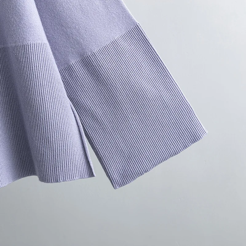 Conjuntos casuales sueltos de dos piezas para mujer, suéter de punto de gran tamaño y pantalones acampanados, conjuntos de chándal de punto para mujer, conjuntos de suéter