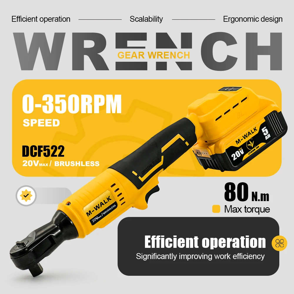 DCF522 Right Angle Ratchet Wrench 1/2-inch Brushless Cordless - Image 2