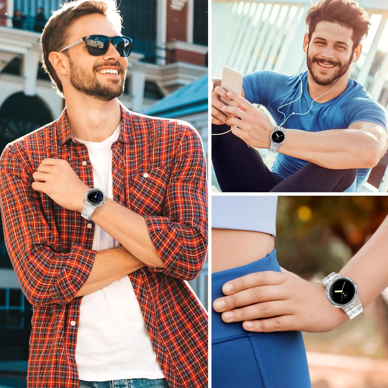 Transparent TPU Case with Integrated Wristband for Pixel Watch 2 - Sporty Smartwatch Accessory Strap