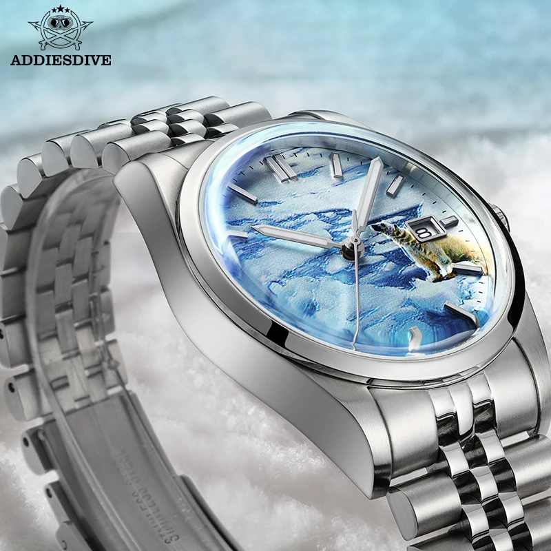 ADDIESDIVE 2023 New Fashion Men Automatic Wristwatches 10Bar Waterproof Mechanical Watch 316L Stainless Steel Diving Watch Man