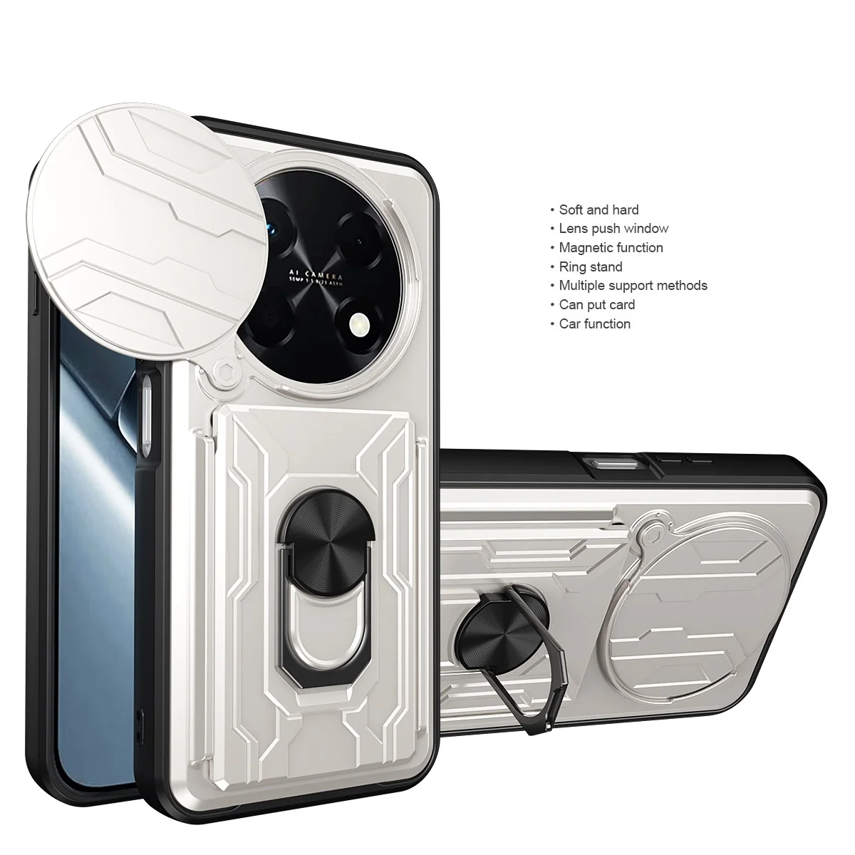 360° Rotating Magnetic Ring Card Slot Phone Case and Protective Cover