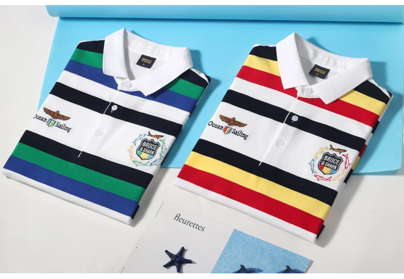 New Summer Cotton Striped Loose Stretching Polo Shirt for Men Bruce&Shark Fashion Casual Men's Polo Big Size 4XL Men POLOS 27 S880297199bc44187a6414a193fa49bd9m