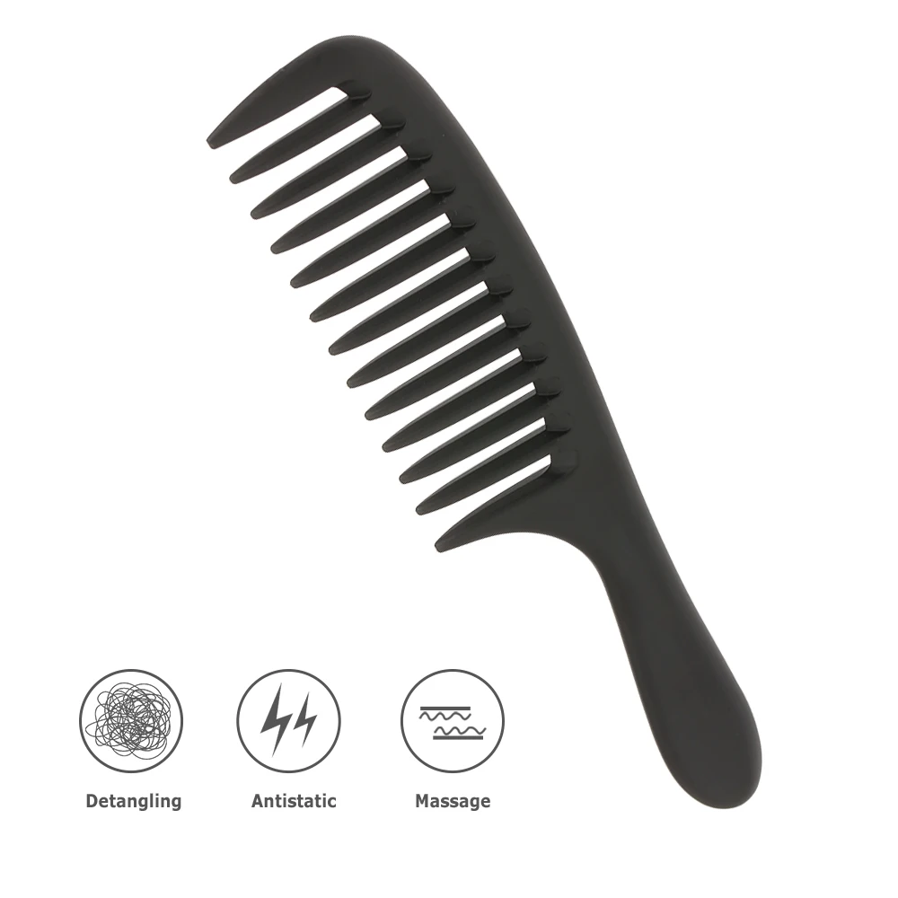 Wide Tooth Comb Detangling Hair Wide Comb Round Teeth Hairdress Comb Carbon Antistatic Comb Pro Salon Dyeing Styling Tools
