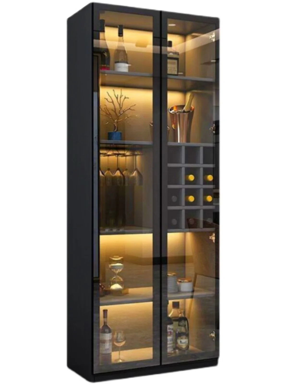 

Luxury wine cabinet wall living room display cabinet modern simple small glass door high-end household collection lockers