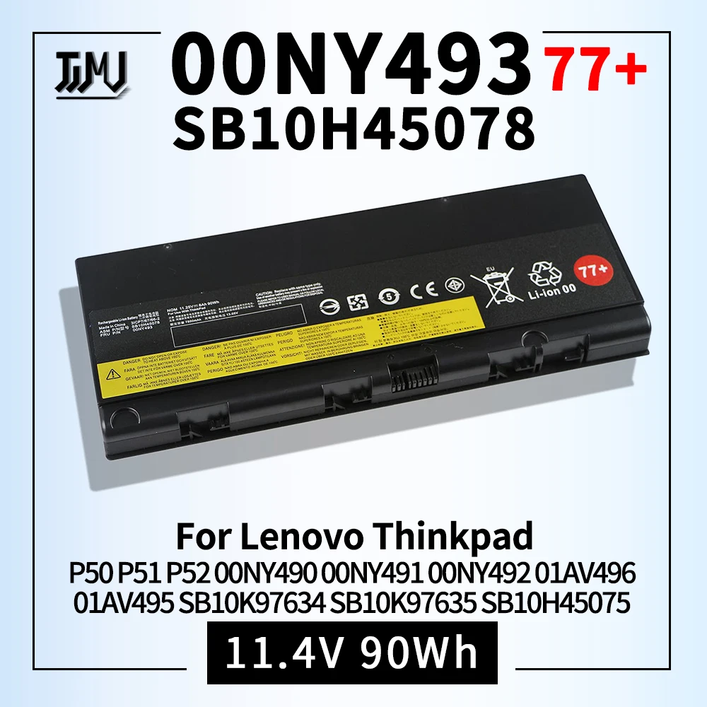 

01AV496 01AV495 01AV477 00NY493 77+ SB10H45077 Laptop Battery for Lenovo Thinkpad P50 P51 P52 Series 00NY490 00NY491 00NY492