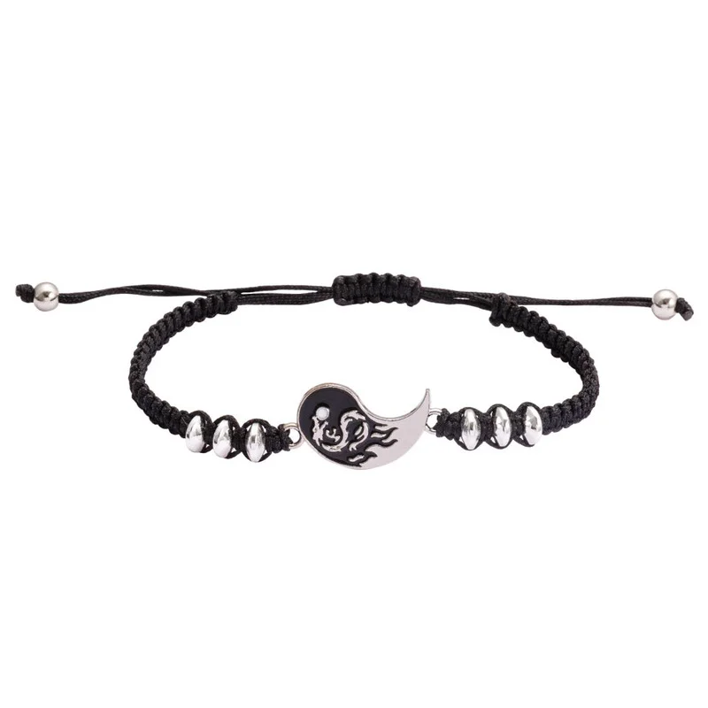 Fashion Jewelry Paired Pendants Necklace for Couples BFF Tai Chi Yin Yang Dragon Pattern Chain White Black Friendship Necklaces Bracelet Jewelry