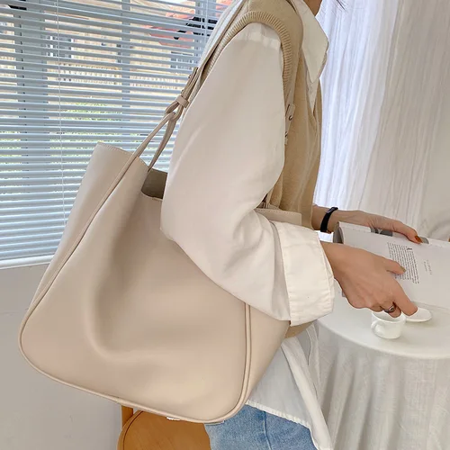 CGCBAG 여성용 럭셔리 토트백, 대용량 숄더백, 하이 퀄리티 PU 가죽, 심플 디자이너, 여성 핸드백, 2024 트렌드 3