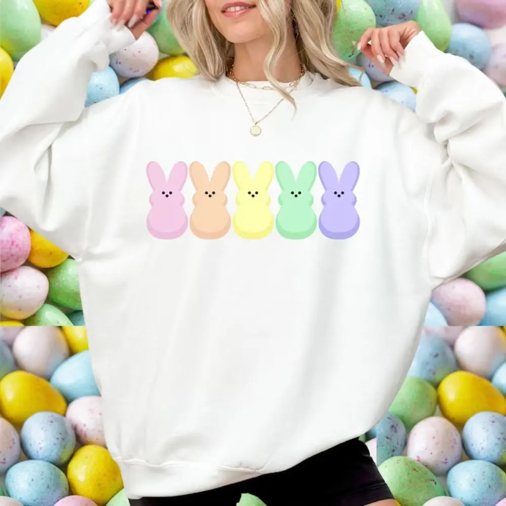 Candy Peeps Sweatshirt Egg Hunt Tee Shirt Spring Room Mom Christian Bunnies Pastel Easter Rainbow Easter Clothes Pullover