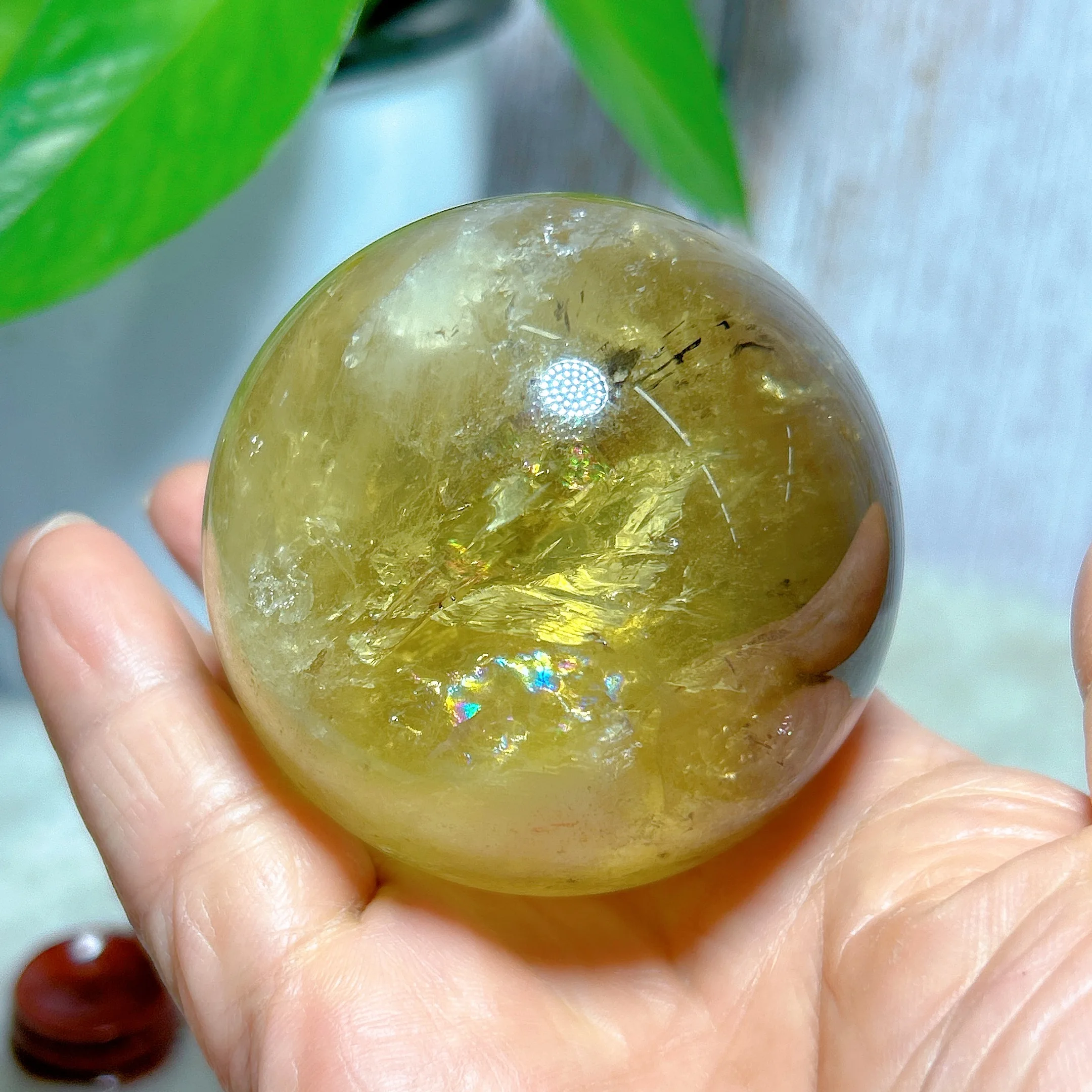 High Quality Natural Crystal Smokey Citrine Rainbow Sphere Ball Mineral Energy Healing Home Decorations Polished Gift 4