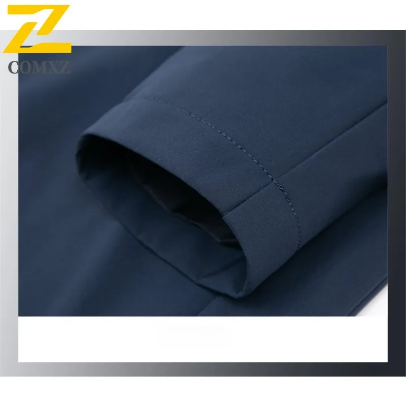 Autumn Winter Men Detachable Hood Jacket Business Casual Wrinkle Resistant Coat Stylish Office Outerwear for Young Professionals