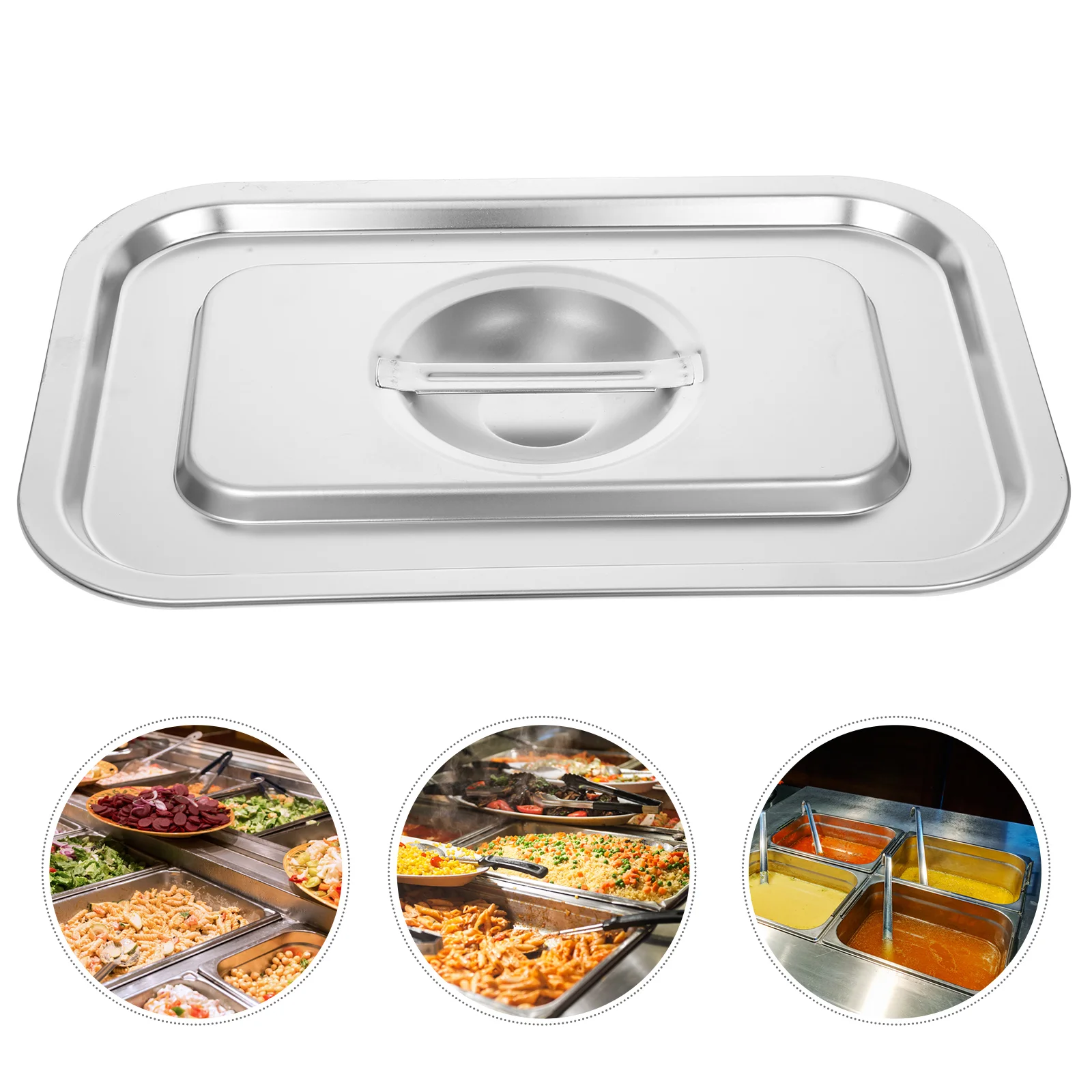 

Steam Pot Lid Pan Buffet for Hotel Stainless Steel with Handle Rectangular Steamer Handled