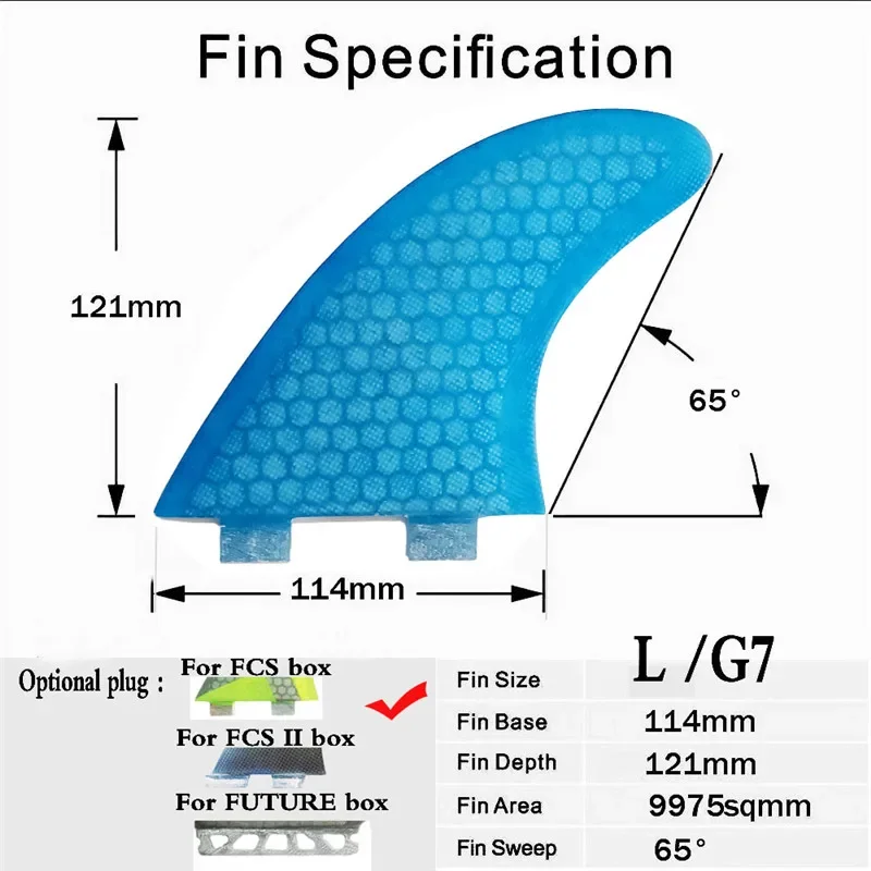 BiLong FCS FINS Surfboard Fins Tri Fin A Set G7 Size Quillas Surf Fin Fiberglass Performance Core with Carbon M Size Wakeboard