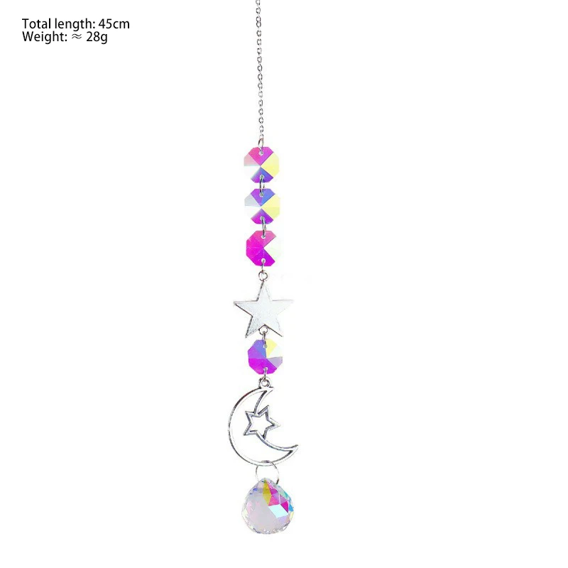 Silver Planet Theme Suncatcher Sun Moon Star Crystal Pendant Sun Catcher Home Outdoor Garden Decoration Wedding Party Decor Gift