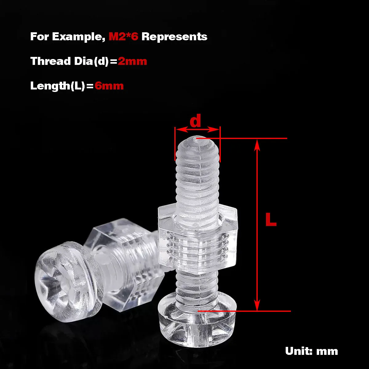

Nylon Transparent Round Head Phillips Screw Nut Combination/Plastic Bolts M3M4M5M6