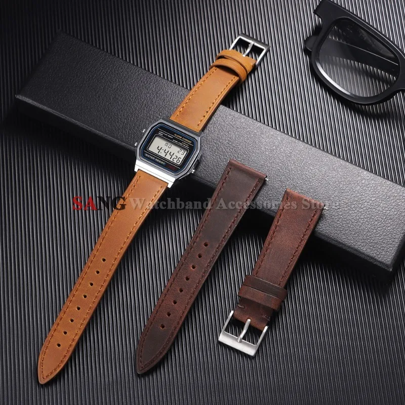 Vintage Retro Calfskin Leather Quick Release Watch Band Bracelet