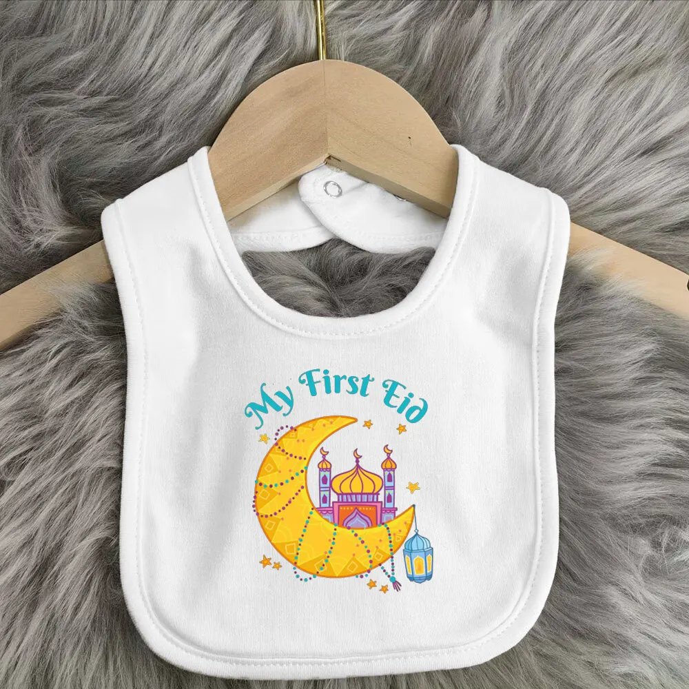 My First Eid & Ramadan Baby Bibs Boy Girl Bib Happy Eid Mubarak Infant Saliva Towel Infant Muslim Islamic Festival Keepsake Gift 4