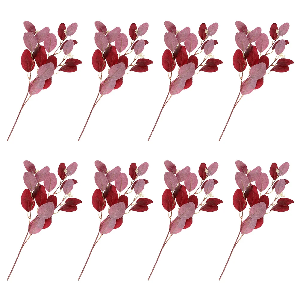 

8 Pcs Simulated Eucalyptus Leaves Artificial Flowers Plants Faux Stem Fake Decors Tree Ornaments Vase
